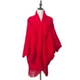 thumbnail image 1 of Poncho tipo chal abierto con parte delantera cálida para mujer, capa con bloques de color, cárdigan de invierno, ponchos para mujer, 1 of 6