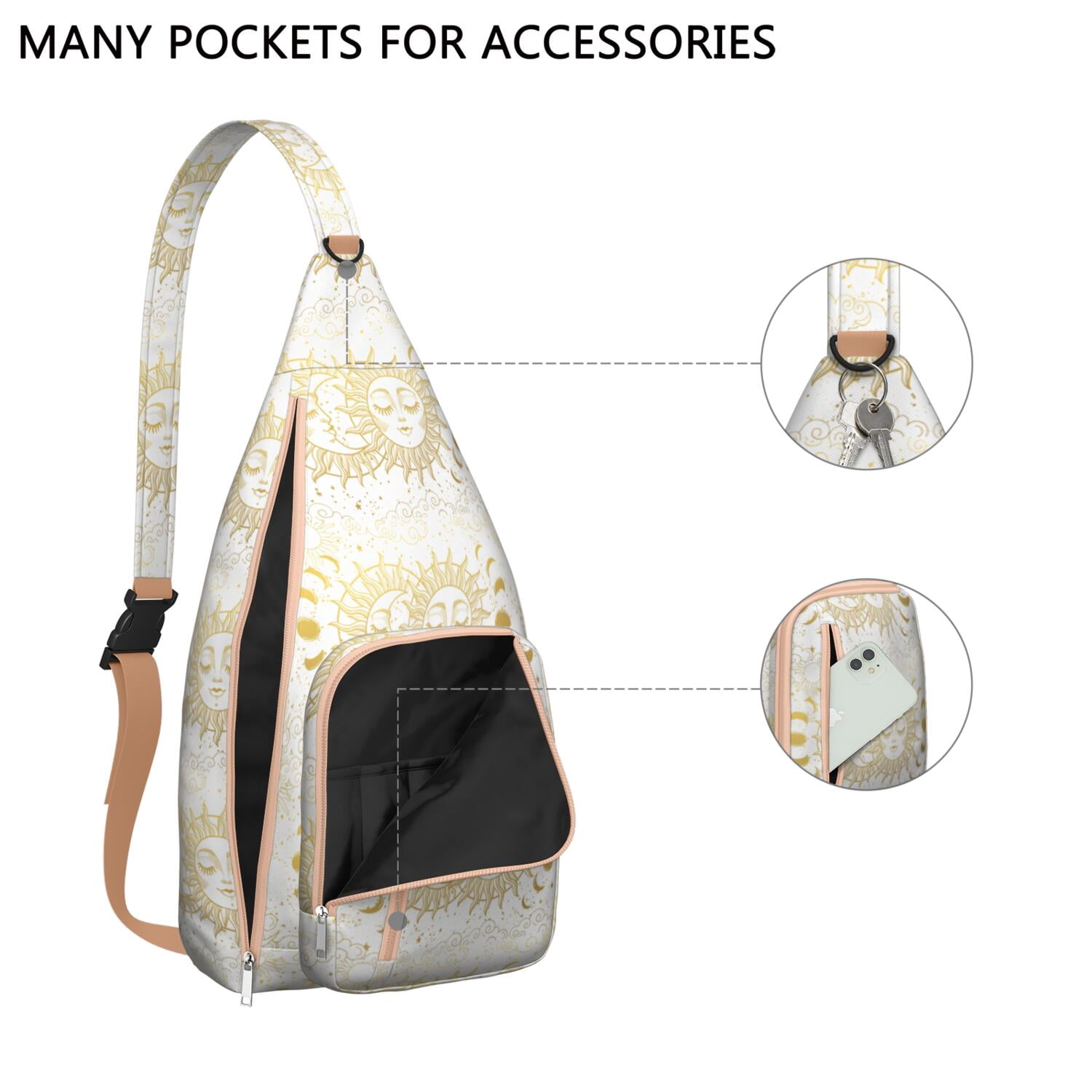 Witchy Sling Bag - Dark Mystical Moon & Stars, Gothic Aesthetic Crossbody Bag, Unisex & Lightweight for Travel