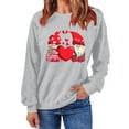 thumbnail image 4 of ibuvkizy Sweatshirt for Women Valentine's Day Round Neck Lover's Love Print Sweatshirt Long Sleeved Pullover Top/shirt Gray,XS, 4 of 7
