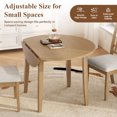 thumbnail image 3 of Harper & Bright Designs Round Folding Dining Table Set for 2, Wooden Farmhouse Breakfast Nook Table with Drop Leaf and 2 Upholstered Chairs for Small Places Kitchen Dining Room, Brown, 3 of 18