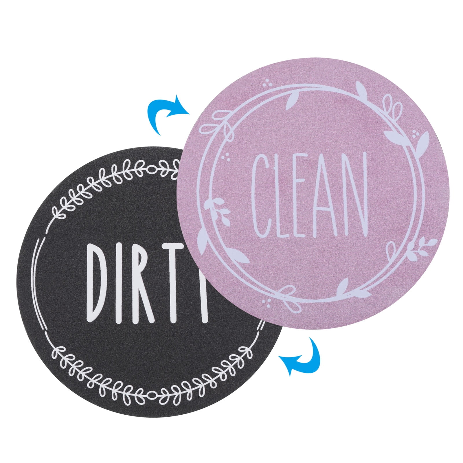 Unique Bargains Dirty Clean Dishwasher Magnet Round Refrigerator Sign Magnet Pink