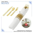 thumbnail image 5 of 100 Pack Pre Rolled Gold Plastic Cutlery Set, Individually Wrapped Plastic Silverware Set with 100 Forks, 100 Knives, 100 Spoons, 100 Napkins, Disposable Utensils for Party and Wedding, 5 of 7