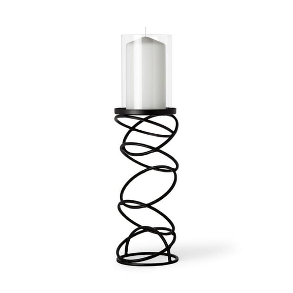 Mercana  Furniture Omega II Medium Black Metal Stacked Ring Table Candle Holder