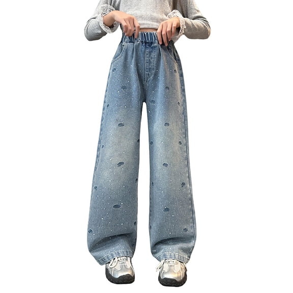 JLMSPLWG Girls Size 8 Jeans Teen Girl Pants Pantalones De Invierno Para Mujer Navy Sweatpants 12 to 18 Month Girl Clothes for 10 Year Old Girls 4t, Blue 11-12 Years