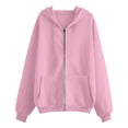 thumbnail image 4 of Quealent Zip Up Hoodies for Women Long Sleeve Long Tunic Sweatshirts Oversized Fleece Casual 2025 Fall Jacket Coat with Pocket Pink for Size 4XL, 4 of 4