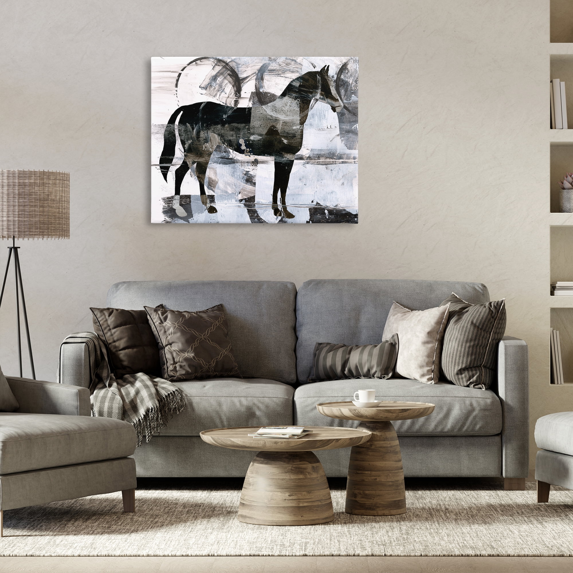 Stupell Industries Circle Pattern & Horse Animals & Insects Painting Gallery Wrapped Canvas Art Print Wall Art, 40 x 30