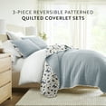 thumbnail image 3 of Noble Linens 3-Piece Light Blue French Jacobean Reversible Quilt Set, Queen, 3 of 8