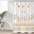 thumbnail image 2 of Extra Long Shower Curtain 72x84 Inch, Orange Teal Botanical Shower Curtain Waterproof Bathroom Decor Boho Ethnic Geometric Abstract Fabric Bath Curtain Set Accessories with Hooks, 2 of 6