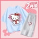 thumbnail image 4 of Traje de verano Hello Kitty para niñas, pantalones cortos de manga corta, de dos piezas, finos, transpirables, de talla mediana a grande, pantalones cortos de media manga para niños, 4 of 5