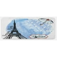 thumbnail image 1 of Eiffel Tower Kitchen Mat, Surreal Watercolors Paint of Eiffel Tower with Rain Splashes Paris Culture Landmark, Plush Decorative Kitchen Mat with Non Slip Backing, 47" X 19", Blue, by Ambesonne, 1 of 1