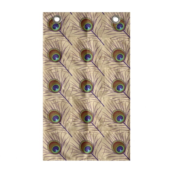 Feather Hanging Pocket Organizer, Native Style Art of Diagonally Arranged Peacock Fluff Plumage, Printed Polyester Storage Bag with Pockets, 21" x 31", Pale Peach Multicolor