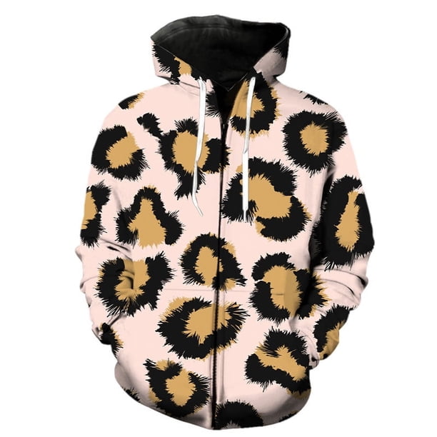 Sudadera con cremallera y estampado de leopardo en 3D para hombres y niños, sudaderas con gráficos de animales estilo Harajuku, sudaderas casuales holgadas con capucha para la calle.