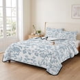 thumbnail image 2 of Full Quilt Set 78''x90'', Light Blue Flower Lightweight Bedspread Coverlet Set with 2 Pillow Shams, Vintage Farmhouse Boho Leaf Spring Breathable All Season Quilt Bedding for Bedroom/Guest Room, 2 of 9