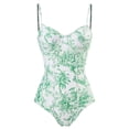 thumbnail image 1 of Maillot de Bain une Pièce pour Femmes, Imprimé Rétro, à Armatures, Contrôle du Ventre, Monokini, 1 of 4