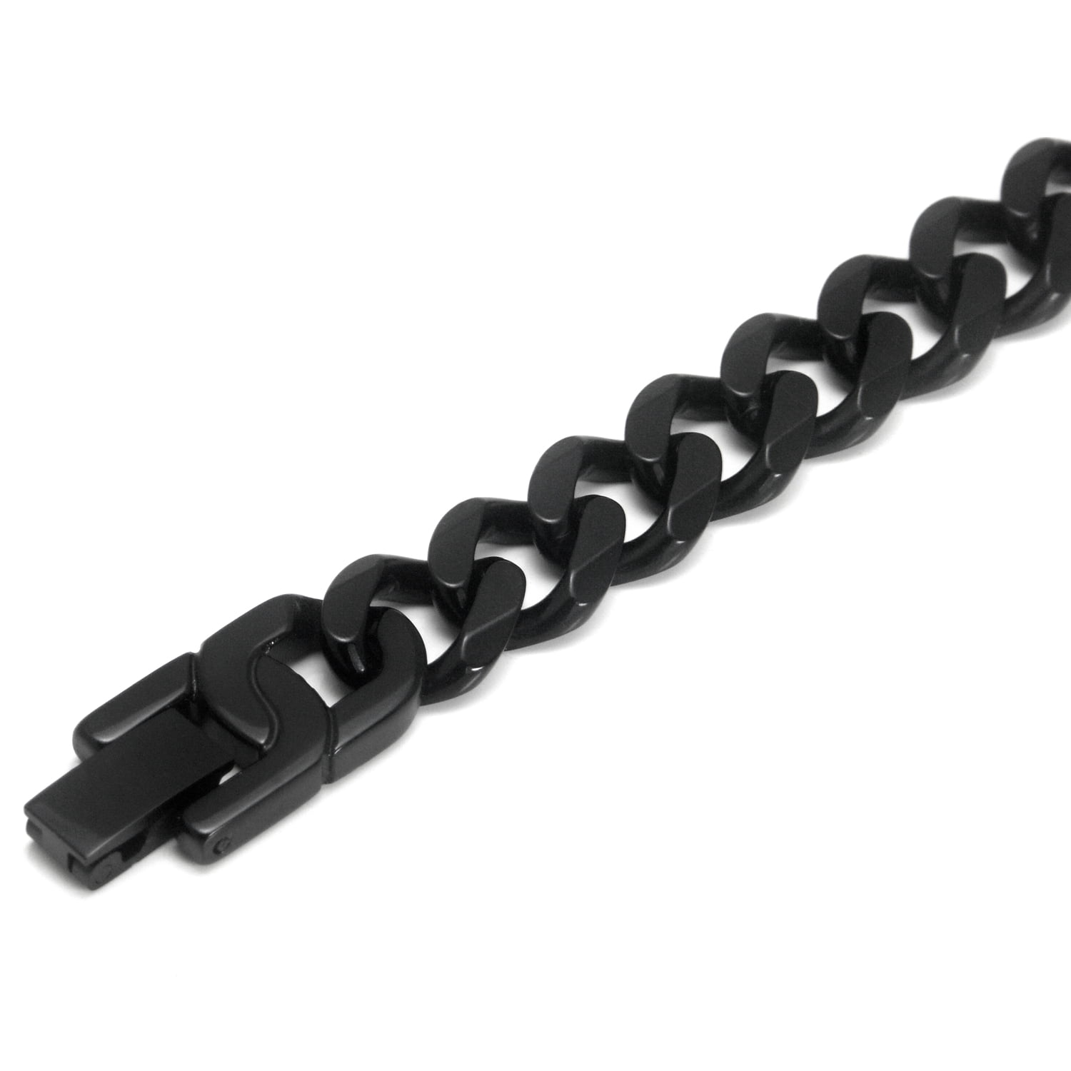 Black Titanium 10MM Curb Link Bracelet 9.5"