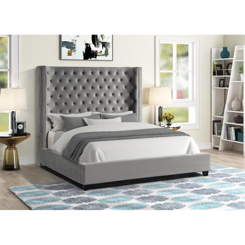 Best Master Furniture Yvonne Velvet, Monroe Storage Upholstered King Bed