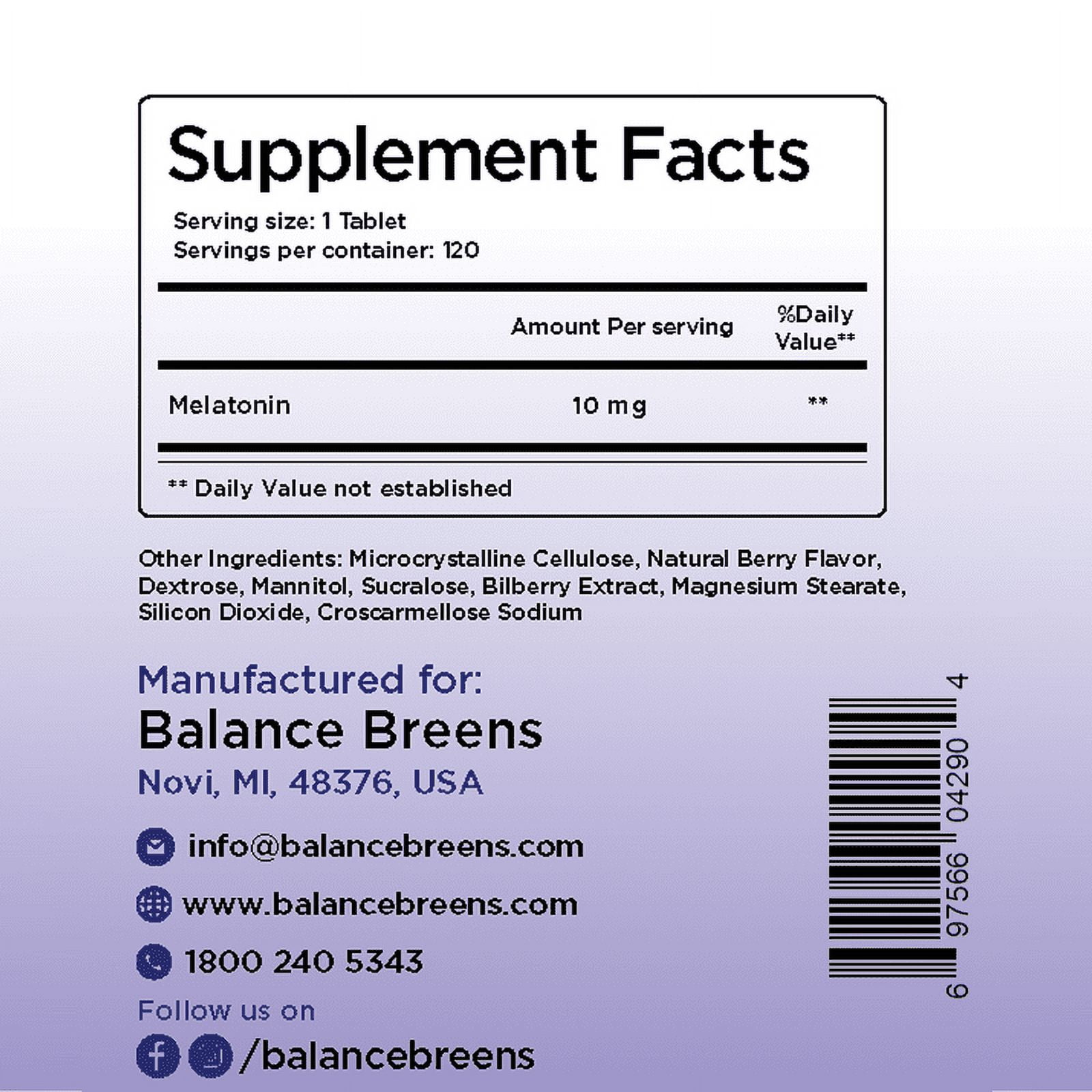 Melatonin 10mg, 100% Drug Free, Fast-Dissolve 120 Tablets - Natural Sleep Aid, Experience Serene, Restful Nights - Find Your Calm, Embrace Relaxation, Supports Sound Sleep and Tranquility