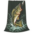 thumbnail image 2 of Fotbe Largemouth Bass jumps out of water Manta de Franela Acolchonada con Estampado, Súper Suave y Esponjosa, Extra Grande para Sofá, Cama, Uso Todo el Año-80"x60", 2 of 7