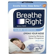 Breathe Right For Sensitive Skin Nasal Strips, Clear, Large, 30 Ct