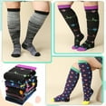 thumbnail image 3 of Hengguang 6 Pairs Plus Size Compression Socks for Women Men, Extra Wide Calf 20-30 mmHg 14.8 Inches, Swelling Comfort Socks, 3 of 8