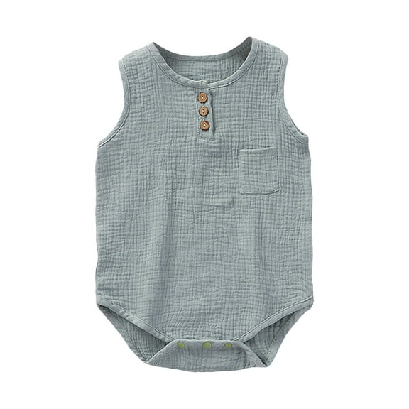 HNMKIU Soft Breathable Romper Jumpsuit Sleeveless Summer Casual Outfit for Baby Boys 3 to 24 Months Green,3-6 Months