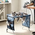 thumbnail image 4 of Dog Grooming Hammock for Senior Dogs, Freestanding No‑Hook Pet Grooming Stand with Zipper Removable Mesh Sling for Small Dogs Cats, Home Grooming for Bathing Nail Trimming Blow‑Drying Ear Care, 4 of 9