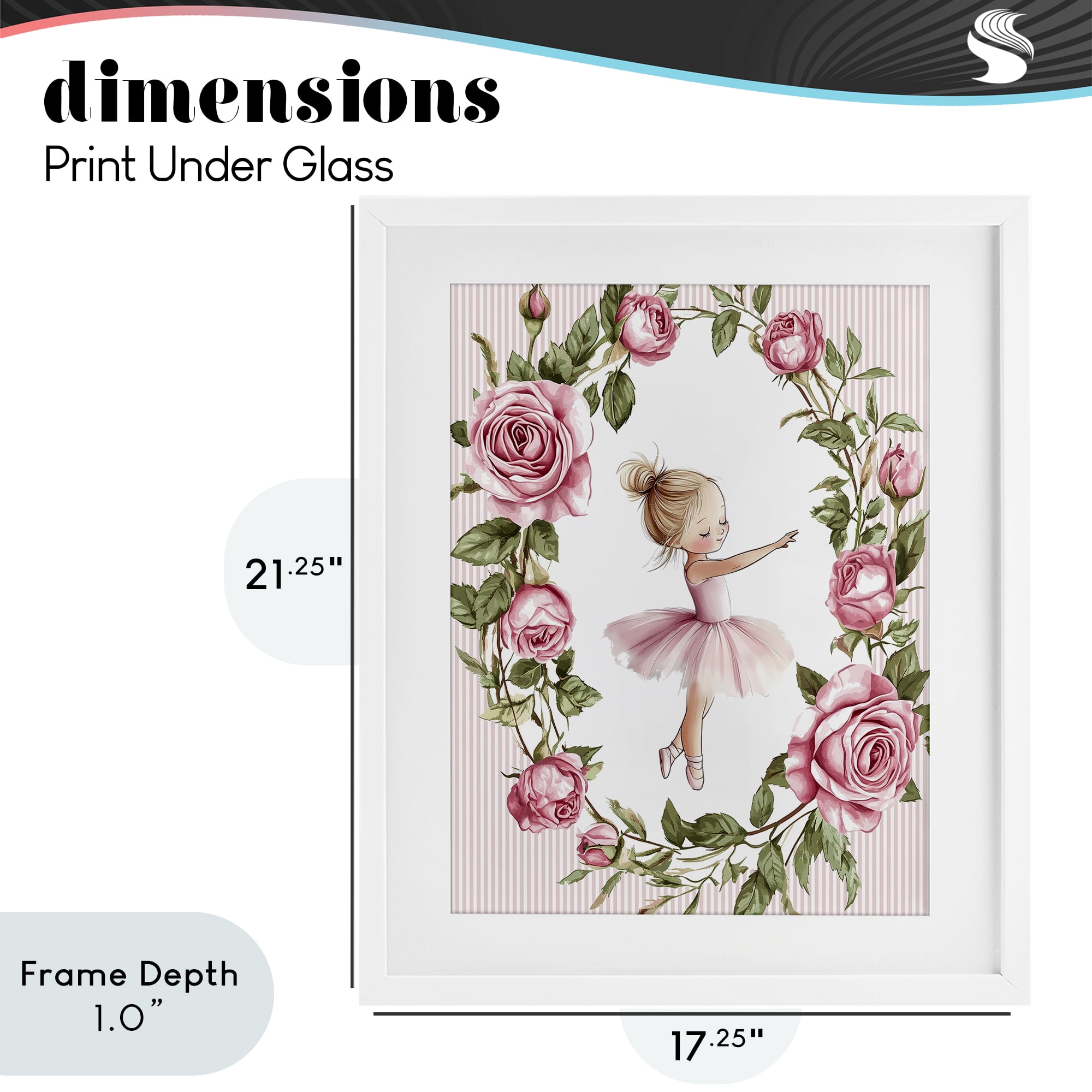 Stupell Industries Little Rose Dance Ballerina White Framed Print Under Glass, design by Christine Simpson Art