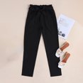 thumbnail image 2 of Hfyihgf Women Paper Bag Pants Elastic High Waist Business Work Pencil Pants with Pockets Tie Knot Casual Slim Leg Cropped Trousers(Black,L), 2 of 4