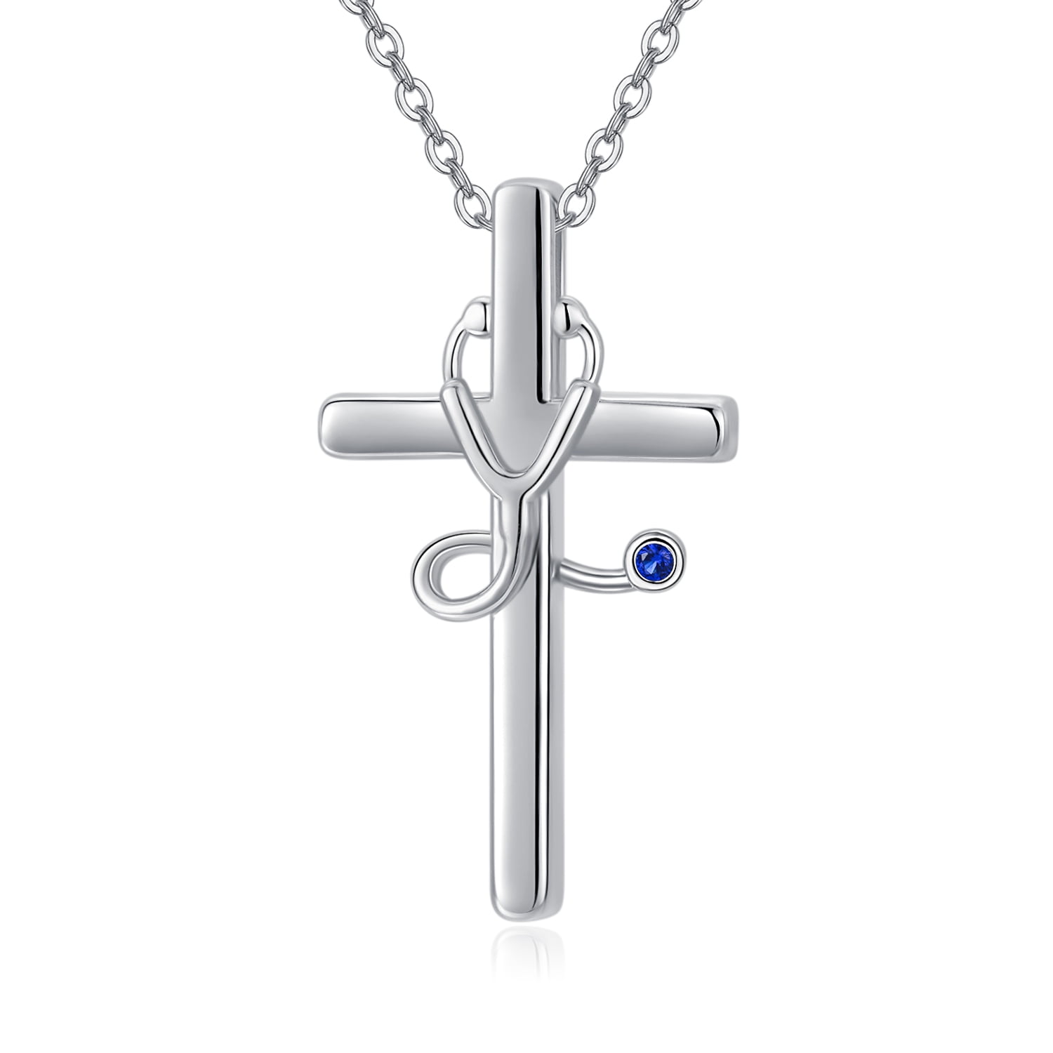 Coachuhhar Stethoscope Cross Necklace for Women Men S925 Sterling