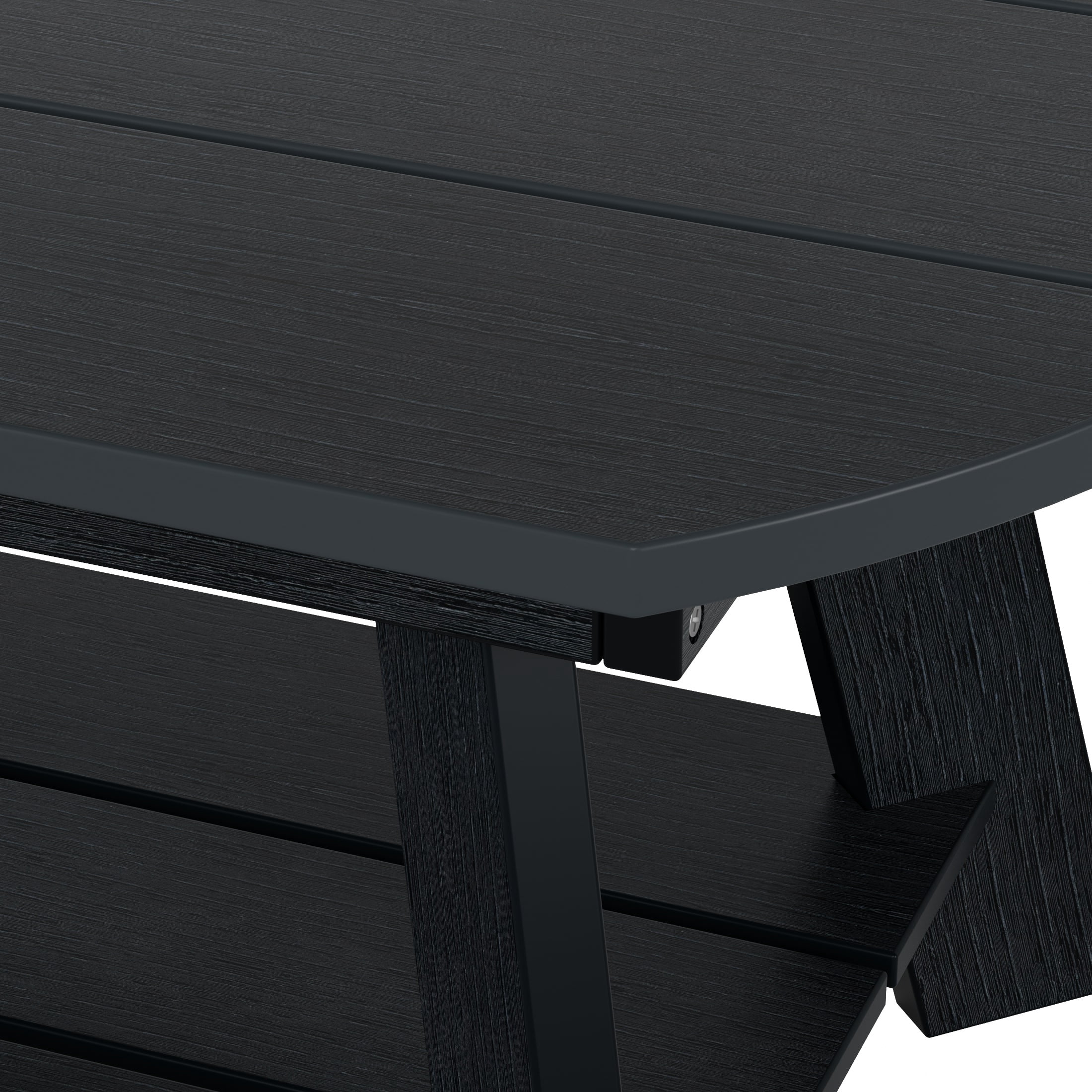 WestinTrends Tuscany Outdoor Coffee Table, Real Wood Like All Weather HIPS 2 Tier Patio Adirondack Coffee Table, Black