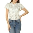thumbnail image 6 of Allegra K Women's Summer Dots Print Ruffle Stand Collar Button Down Blouse Shirts, 6 of 7