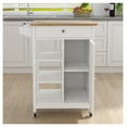thumbnail image 2 of Kitchen Island Rolling Cart with Adjustable Shelves & Towel Rack - Rubber Wood Top, White Finish - Mobile Kitchen Storage for Small Spaces, 2 of 9
