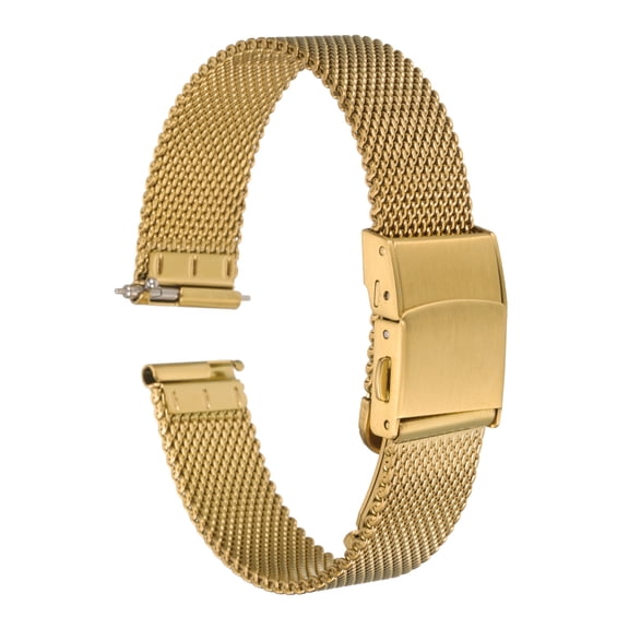 Uxcell Stainless Steel Mesh Watch Band 14mm Quick Release Metal Replacement Strap Adjustable for Men Women, Gold Tone