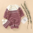 thumbnail image 3 of Newborn Baby Boys Girls Knit Romper Sweater Jumpsuit Bodysuit + Hat Outfit 0-18M, 3 of 10