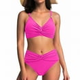 thumbnail image 6 of cocolona Bikini Sets for Women Summer Solid Color Two Piece Swimsuits Holiday Vacation Beach Pleated Swimwear, 6 of 6