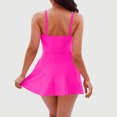thumbnail image 5 of Arnsht One Piece Swimdress Swimsuits for Women Tummy Control Tie Knot Swim Skirt Summer Fashion Solid Color V Neck Bathing Suit Hot Pink M, 5 of 5