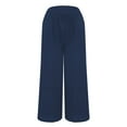 thumbnail image 4 of Plus Size Jeans for Women Women'S Cotton And Linen Women'S Spring And Autumn Linen Literary Loose And Versatile Casual Sports Long Pants,Blue Women's Plus Size Pants XXXL, 4 of 9