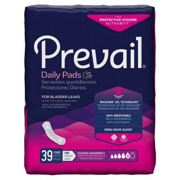 Prevail Daily Incontinent Pad 13" L Long Length PV-915/1, Maximum, 39 Ct