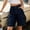 Dark Blue, variant on WCJM Women's Distressed Denim Shorts High Waisted Straight Leg Bermuda Length Casual Jean Shorts with Flap Pockets Roll Hem