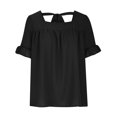 thumbnail image 5 of Blusas y blusas para mujer Elegantes camisas de verano con mangas con volantes y cuello cuadrado Blusas con lazo en la espalda OAVQHLG3B Store lin121212, 5 of 5