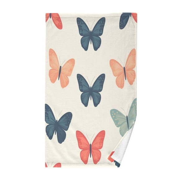 Yayeee 100% Cotton Hand Towels for Bathroom 16" x 28" Kitchen Towel, Orange Butterflies