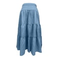 thumbnail image 4 of Angala Womens Skirts High Waist Tiered Maxi Skirts Solid Summer Flowy Lightweight Streetwear Holiday Casual Ladies Skirts Size S Blue, 4 of 5