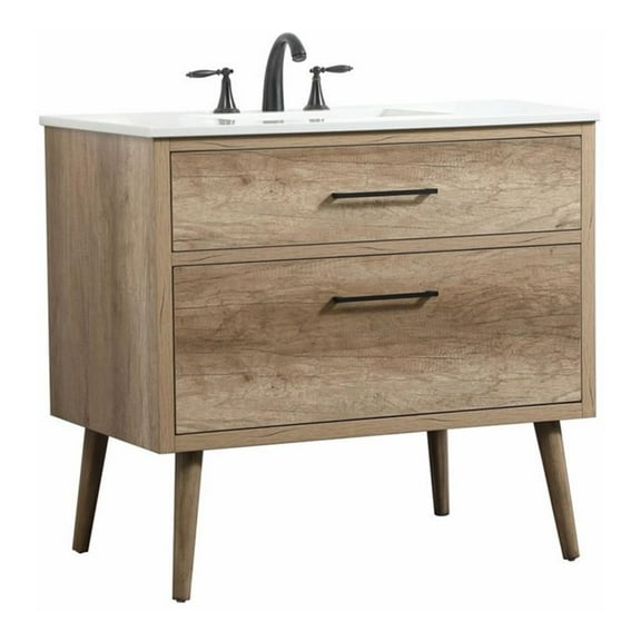 Elegant Kitchen and Bath 36 inch Single bathroom vanity in natural oak
