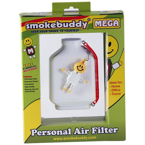 Smoke Buddy Mega - Filtro limpiador de purificador de aire personal que elimina el olor, color blanco