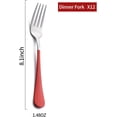 thumbnail image 2 of Red Dinner Fork, 18/0 Red handle Stainless Steel Satin Finish 8.1-inch Silverware Flatware Fork Set, Set of 12, Dishwasher Safe, 2 of 2