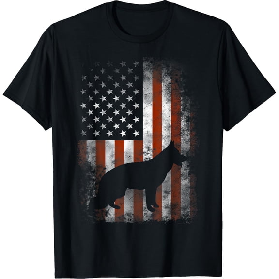 German Shepherd Shirt American Flag USA Patriotic Dog Gift T-Shirt