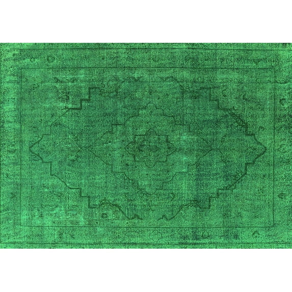 Ahgly Company Indoor Rectangle Oriental Green Industrial Area Rugs, 2' x 5'