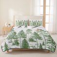 thumbnail image 3 of Twin Quilt Set 68''x86'', Green Pine Tree Lightweight Summer Bedspread Coverlet Set with 2 Pillow Shams, Vintage Watercolor Botanical Breathable All Season Quilt Bedding for Dorm/Bedroom, 3 of 9