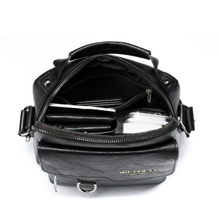 WEIXIER Men's Crossbody Bag Leather Small Business Shoulder Handbag for  IPad 9.7, Light Brown 