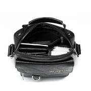 WEIXIER Mens Crossbody Bag Leather Small Business Shoulder Handbag for IPad 9.7, Black